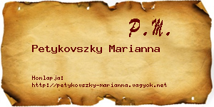 Petykovszky Marianna névjegykártya